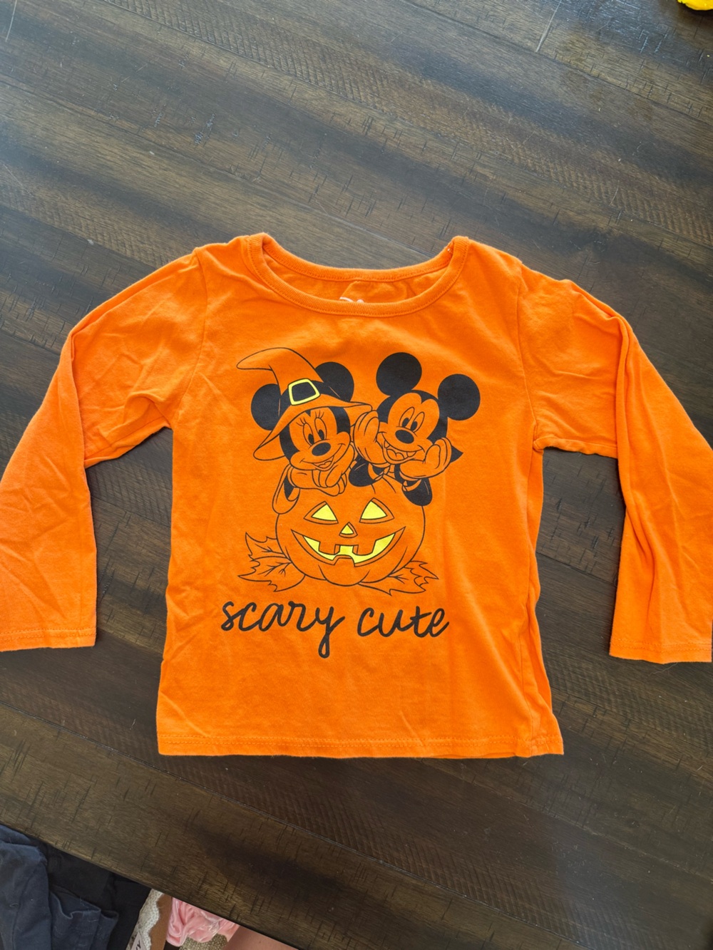 Disney Orange Halloween 'Scary Cute' Mickey & Minnie Long Sleeve Tee